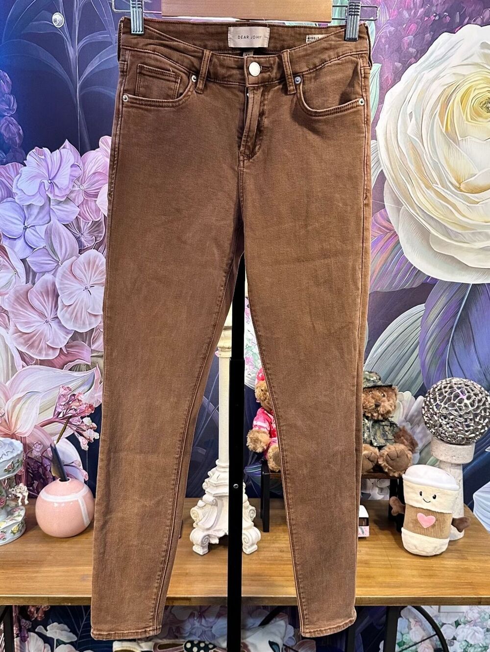 Dear John Size 25 Gisele Skinny Jeans Brown Stretch Denim Classic 5 Pocket